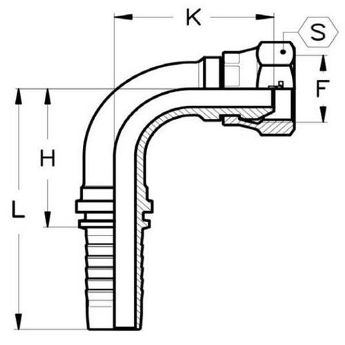 BSP wartel aansl DKR 3/8 90GR NW6